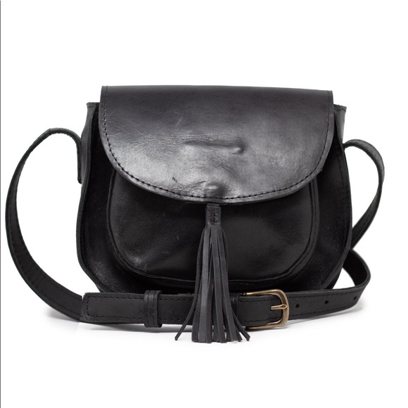 Able Handbags - ABLE Maria Tassel Crossbody Black Genuine Leather